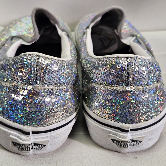 VANS CLASSIC SLIP ON MICRO SEQUINS SILVER/Trwht WM - Picture 2 of 3